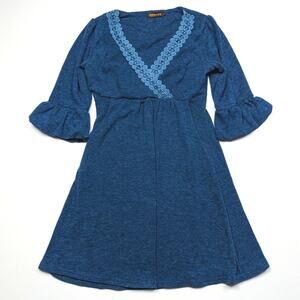Reborn Dress Women's Size Small Blue V-neck Bell Sleeve